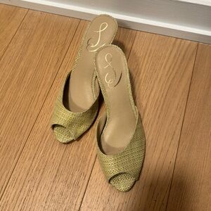 Elegant green raffia Peep-Toe Women's Shoes
